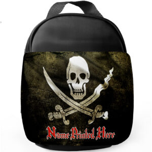 Personalised Pirate Kids Black Lunch Bag ST835