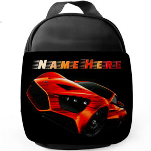 Personalised Race Car Kids Black Lunch Bag JS04