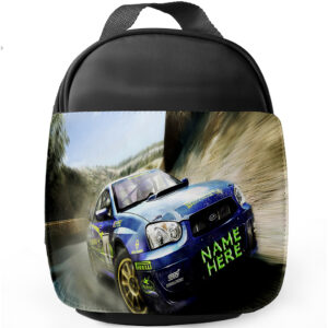 Personalised Rally Race Car Kids Black Lunch Bag ST437