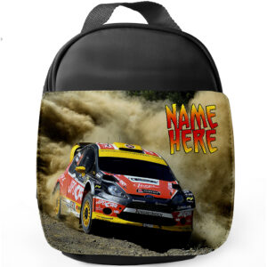 Personalised Rally Race Car Kids Black Lunch Bag ST438