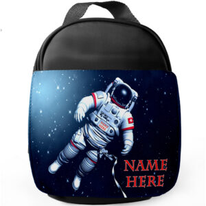 Personalised Space Astronaut Kids Black Lunch Bag SH242