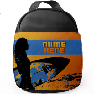 Personalised Surfer Kids Black Lunch Bag SH250