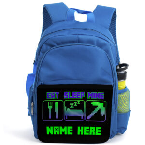 Personalised Minecraft Gamer Kids Blue Backpack KD50