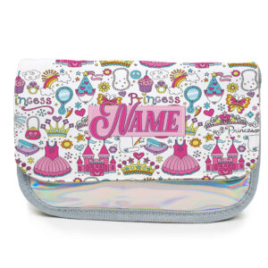 Personalised Princess Kids Silver Pencil Case PL04