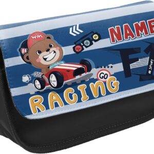 Personalised Cute Bear Kids Black Pencil Case Stationery Bag KK19