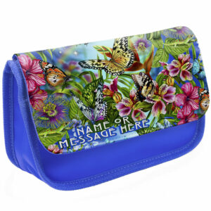 Personalised Ladies Butterfly Blue Pencil Case Butterflies ST839