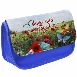 Personalised Ladies Butterfly Blue Pencil Case Butterflies SH025