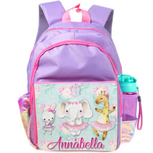 Personalised Ballet Purple Kids Backpack Girls Cute Ballerina KS105