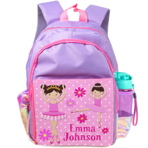 Personalised Ballet Purple Kids Backpack Girls Cute Ballerina EC004