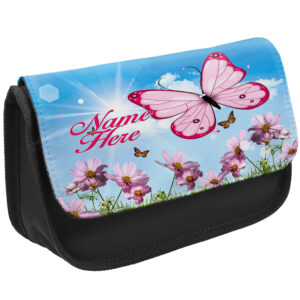 Personalised Ladies Butterfly Black Pencil Case Butterflies SS001