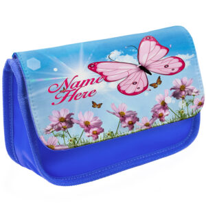 Personalised Ladies Butterfly Blue Pencil Case Butterflies SS001