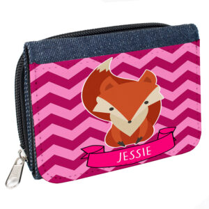 Personalised Fox Kids Denim Purse NL004