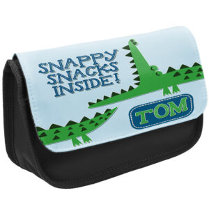 Personalised Crocodile Kids Black Pencil Case Stationery Bag KSP244