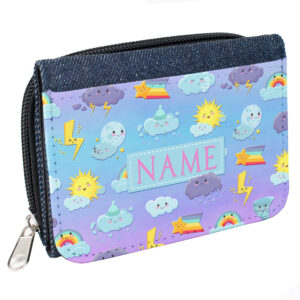 Personalised Cute Weather Kids Denim Purse KS207