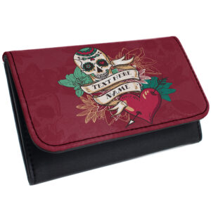 Personalised Skull & Heart Tobacco Pouch Gothic SH207