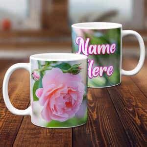 Personalised Ladies Flower Mug Pink Rose KSU27