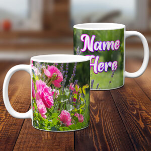 Personalised Ladies Flower Mug Pink KSU28