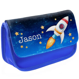 Personalised Spaceman Kids Blue Pencil Case Stationery Bag KSP212