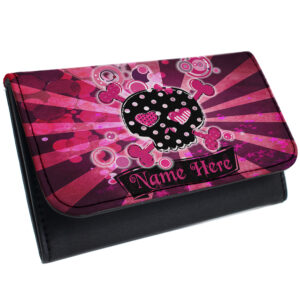 Personalised Pink Skull Tobacco Pouch Gothic ST021