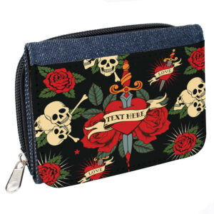 Personalised Gothic Denim Skull Purse SH232