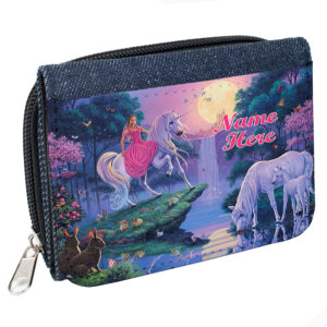 Personalised Unicorn Kids Denim Purse Fantasy ST841