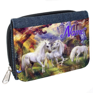 Personalised Unicorn Kids Denim Purse Fantasy ST706
