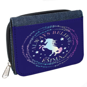 Personalised Cute Unicorn Kids Denim Purse KS200A