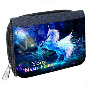 Personalised Unicorn Kids Denim Purse Fantasy ST709