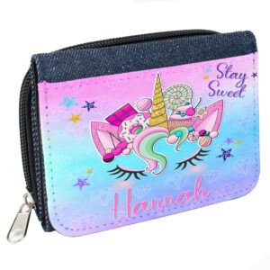 Personalised Unicorn Kids Denim Purse KS210