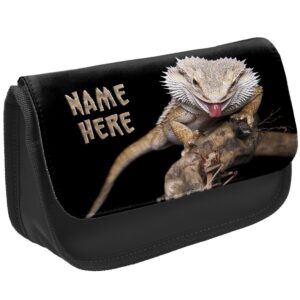 Personalised Bearded Dragon Kids Black Pencil Case Pet Stationery Bag SH017