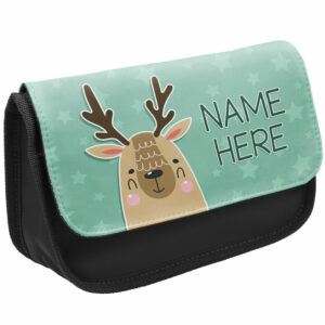 Personalised Stag Deer Kids Black Pencil Case Stationery Bag KKM26