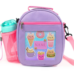Personalised Kitten Purple Kids Girls School Lunch Bag KS206