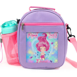 Personalised Mermaid Purple Kids Girls School Lunch Bag KS200A