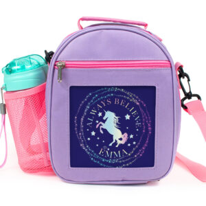 Personalised Unicorn Stardust Purple Kids Girls School Lunch Bag KS200