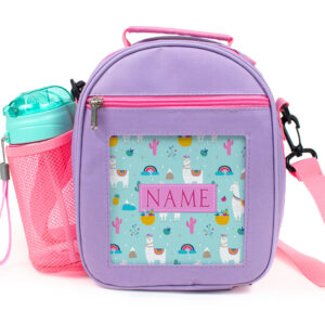 Personalised Llama Purple Kids Girls School Lunch Bag KS211