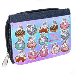 Personalised Unicorn Donuts Kids Denim Purse KSP214