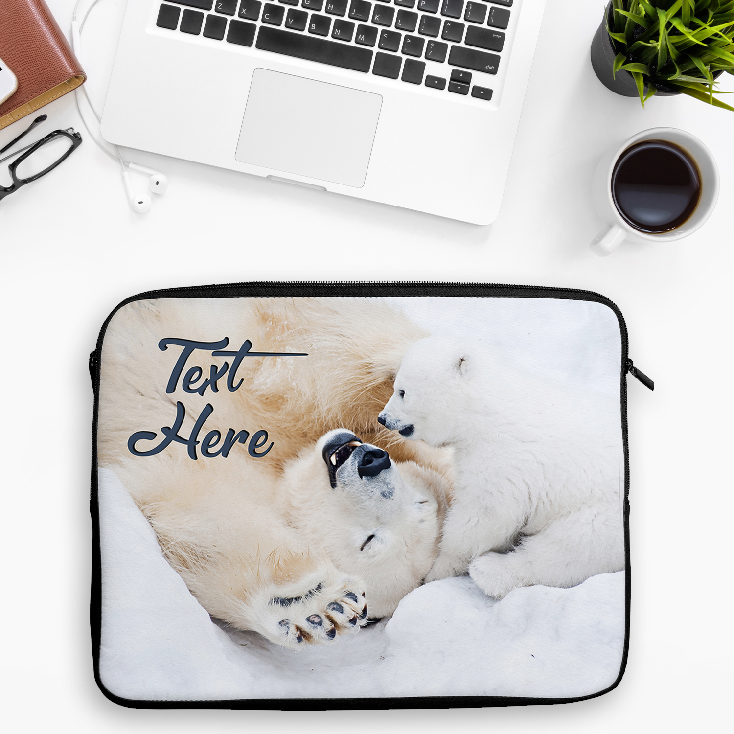 Personalised Polar Bear Tablet Sleeve Laptop iPad Case KS19 - Image 4