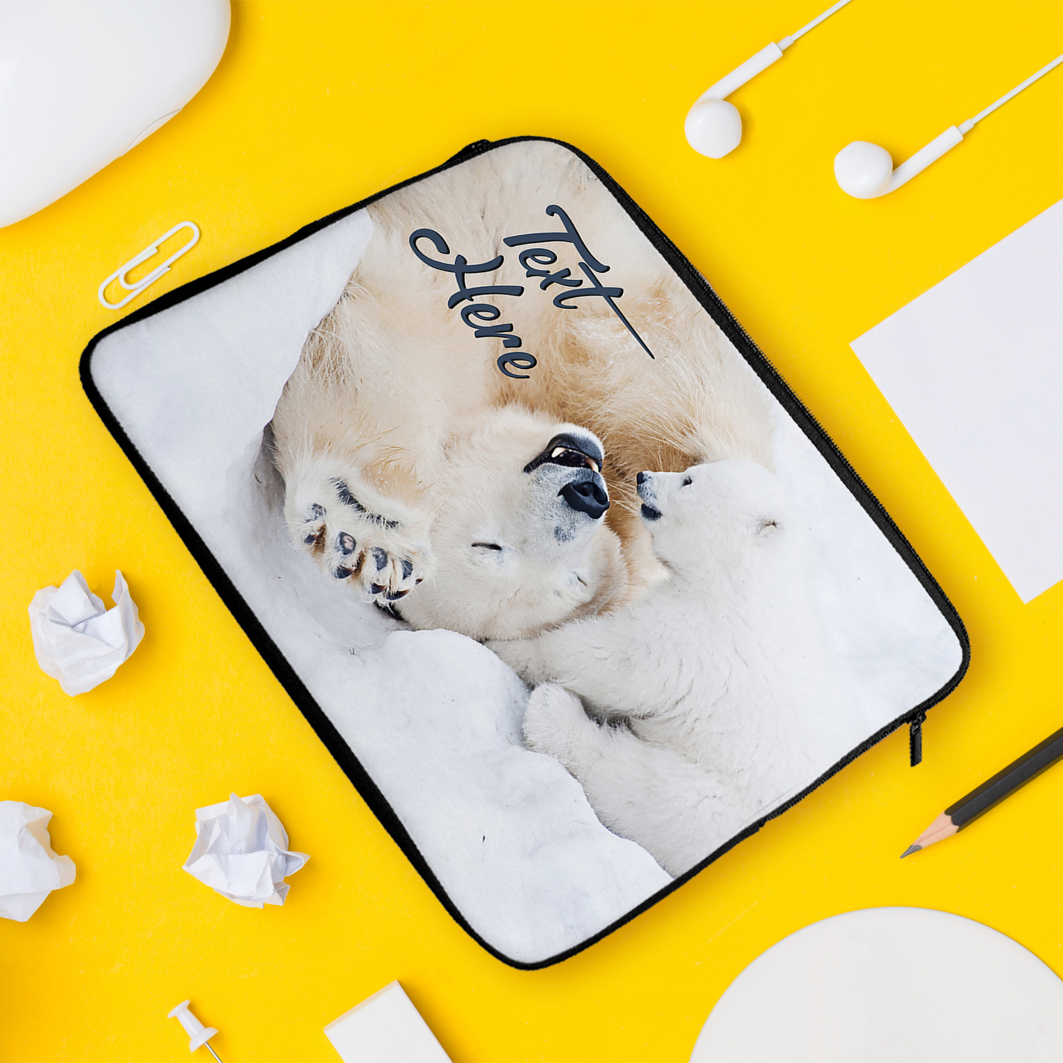 Personalised Polar Bear Tablet Sleeve Laptop iPad Case KS19 - Image 3