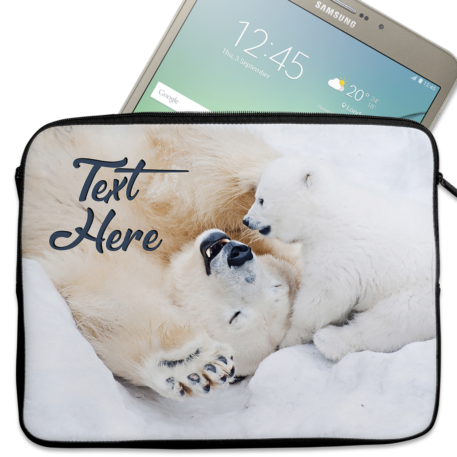 Personalised Polar Bear Tablet Sleeve Laptop iPad Case KS19 - Image 2