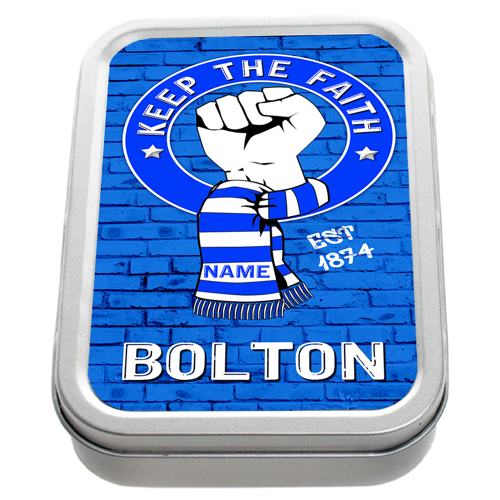Personalised Bolton Football Keep The Faith Tobacco Tin KTF08 - Image 2