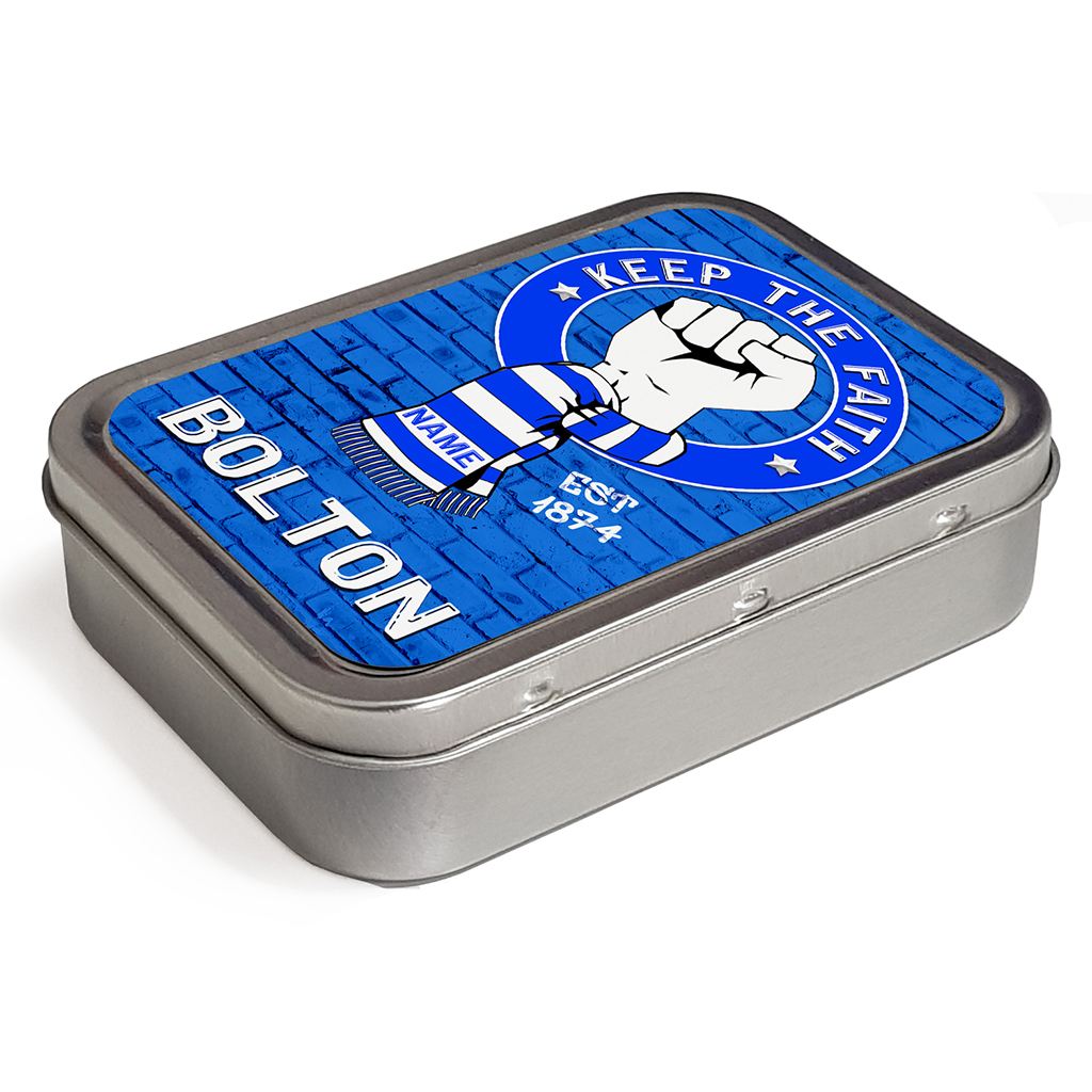 Personalised Bolton Football Keep The Faith Tobacco Tin KTF08