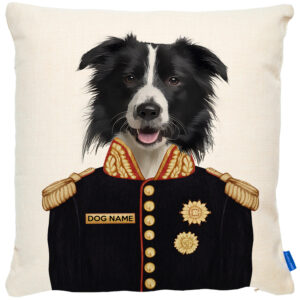 Personalised Border Collie Cushion Cover Military Dog Portrait FDC05