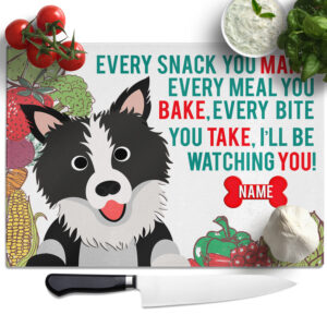 Personalised Border Collie Chopping Board KCB06