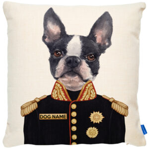 Personalised Boston Terrier Cover Military Dog Portrait FDC07