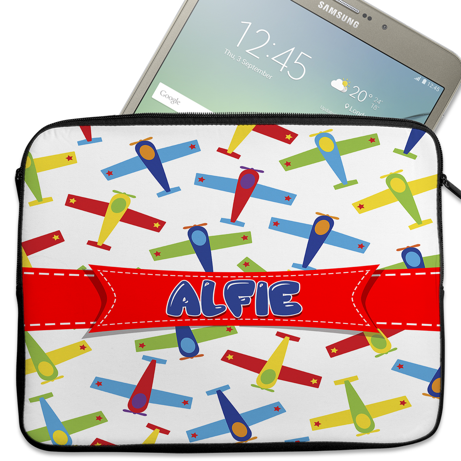Personalised Airplane Tablet Sleeve Laptop Boys iPad Case FS10 - Image 2