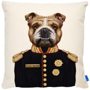 Personalised Bulldog Cushion Cover Military Dog Portrait FDC09