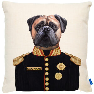 Personalised Bullmastiff Cushion Cover Military Dog Portrait FDC14