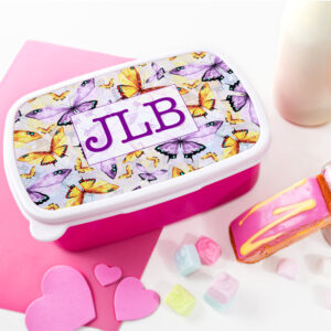Personalised Butterfly Lunch Box Girls School Snack Box LB05