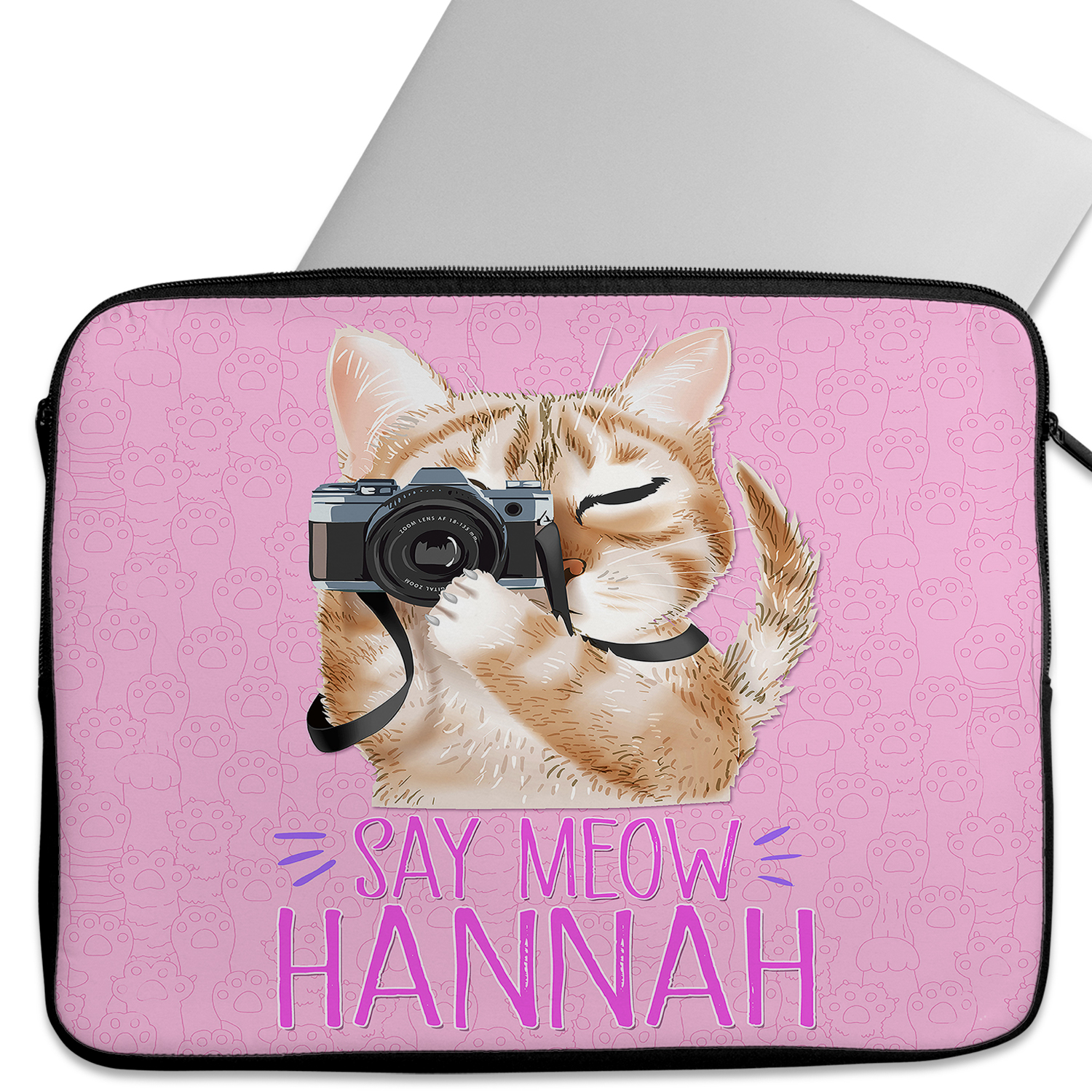 Personalised Cute Cat Tablet Sleeve Laptop Girls iPad Case KS241
