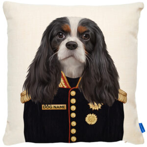 Personalised Cavailer King Charles Cushion Cover Military Dog Portrait FDC16
